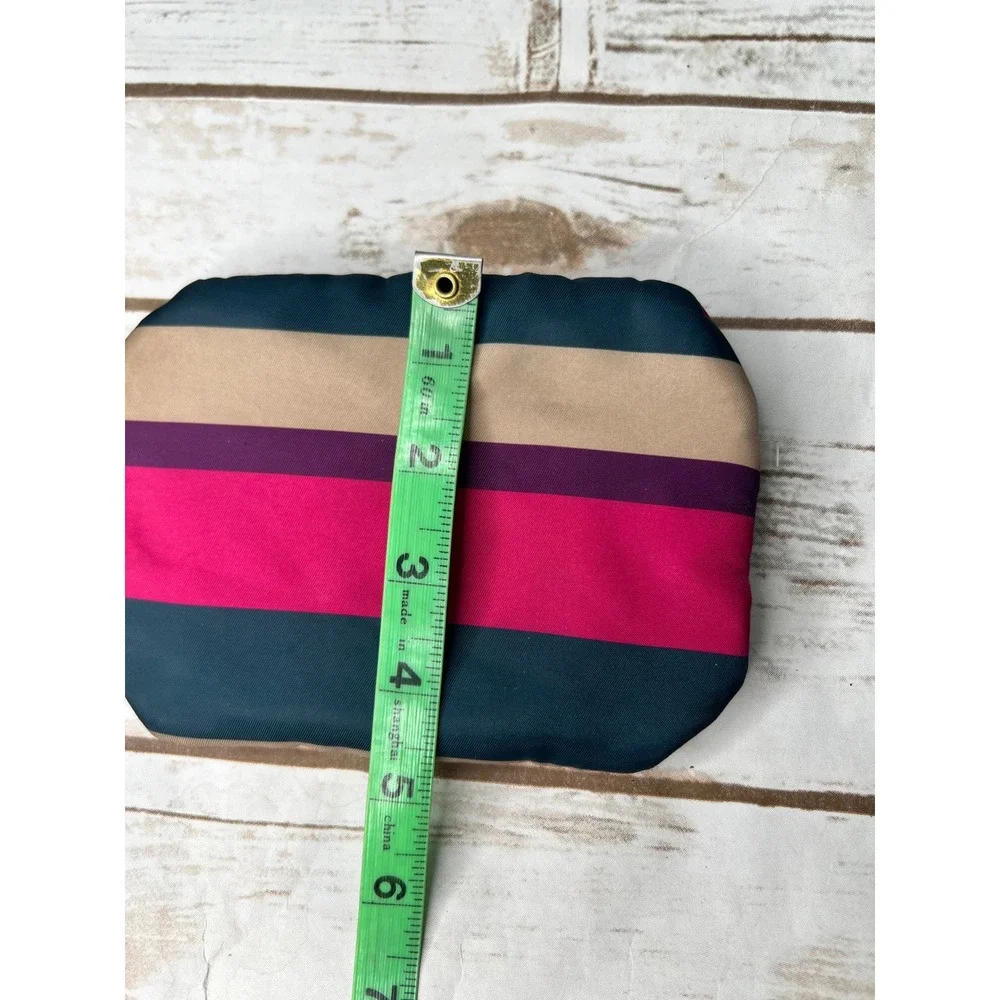 Trina Turk Cosmetic Pouch Multicolor Striped Nylon Makeup Bag Small OS